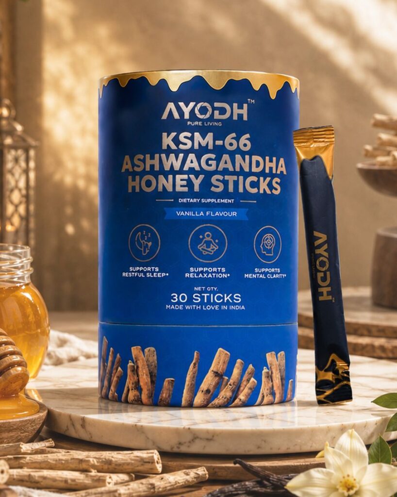 Ayodh KSM-66 Ashwagandha Honey Sticks – Vanilla
